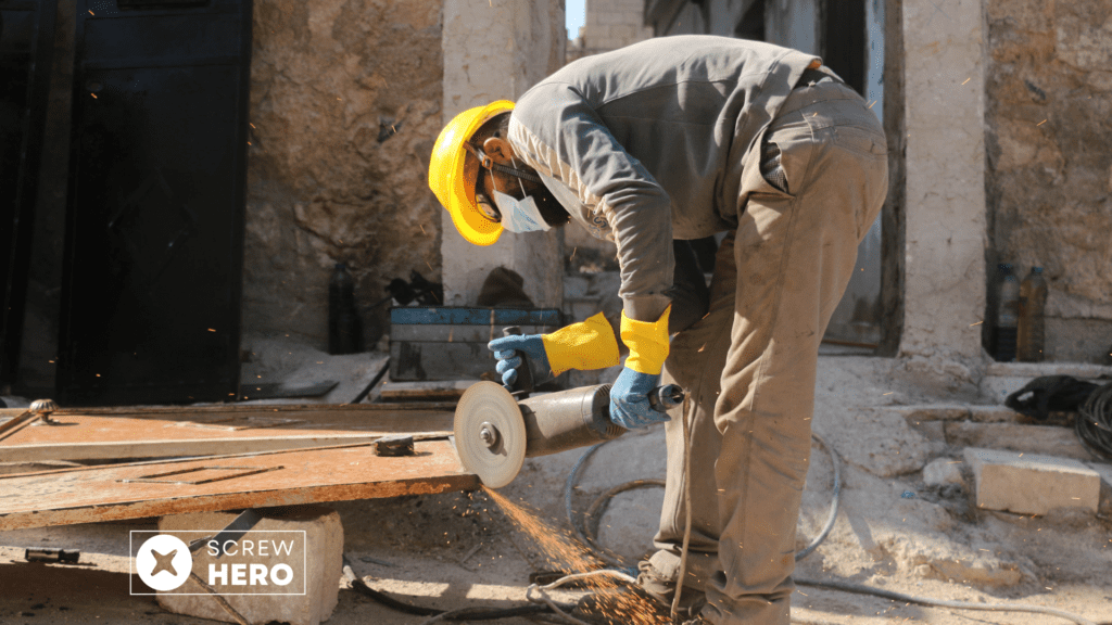 tradesman cutting wood