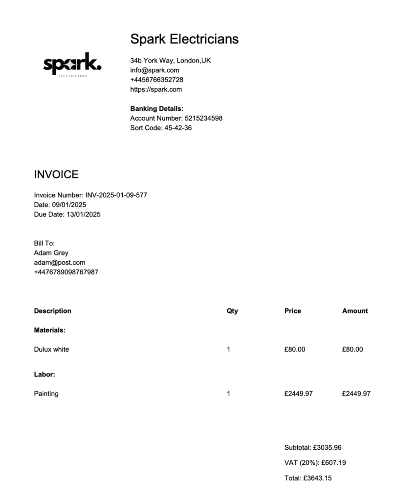 ready invoice for client