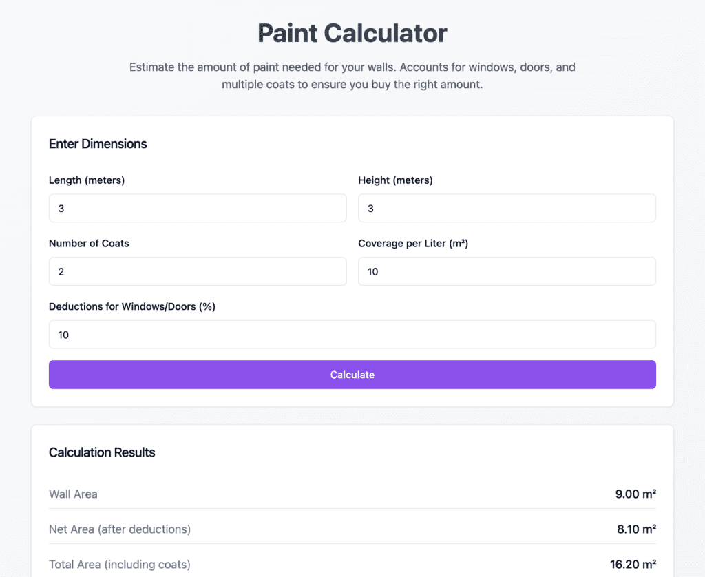 paint calculator construction measure com