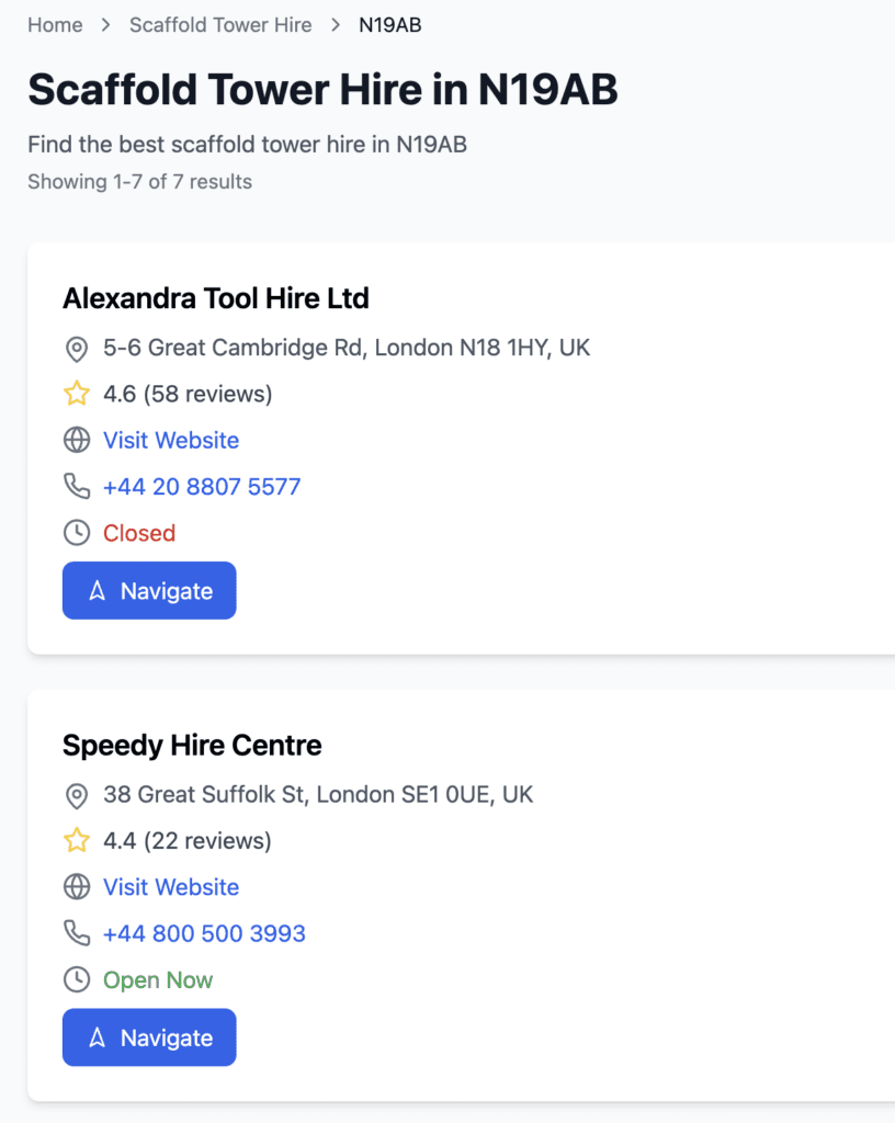 hirefy results with scaffold tower near me