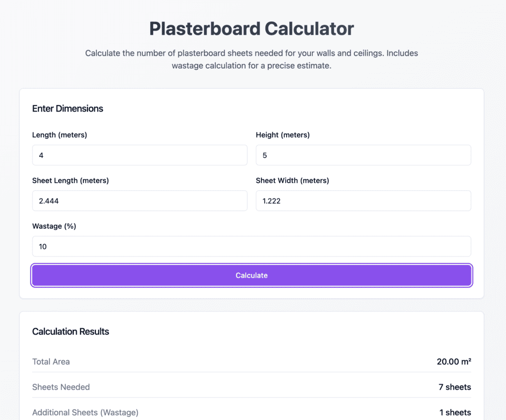 plasterboard calculator image